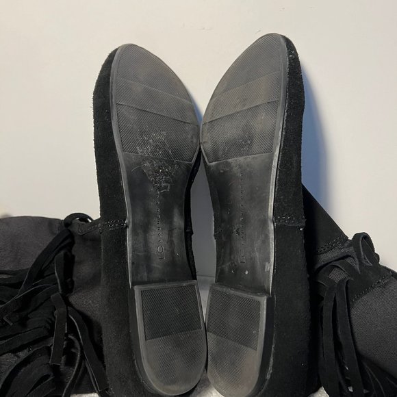 LC Lauren Conrad-Fringe Boots-Women's-3 Layers-Black Suede-Cloth under Fringe - Picture 12 of 14